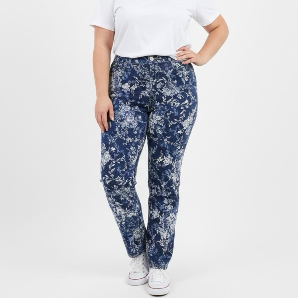 GAP Blue Floral Straight‎ Leg Jeans